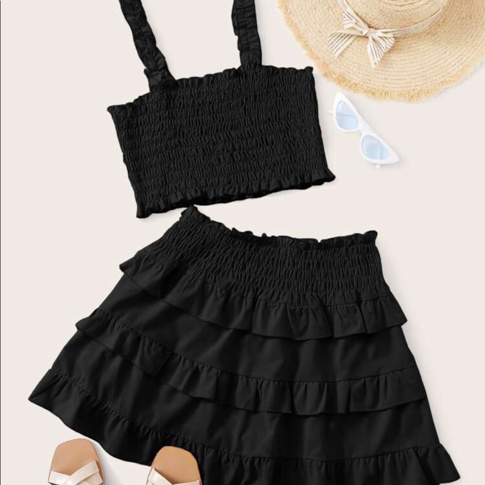 Black skirt and top set